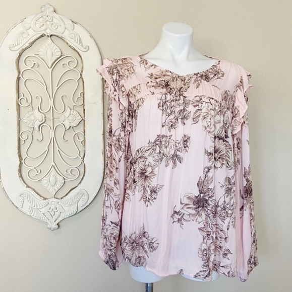 Maurices Tops - Maurices Pink Floral Peasant Blouse
